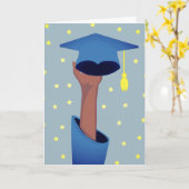 Graduate Raise a Abschluss Hut with Stars Blue Karte (Gelbe Blume)