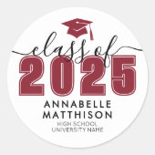 Graduate Red Abschluss Runder Aufkleber (Vorderseite)