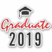 Graduate Red, Black Abschluss 2019 handschriftlich Aufkleber (Vorderseite)