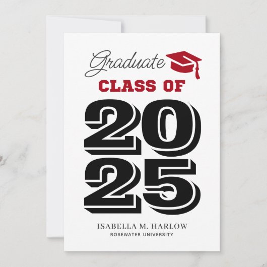 Graduate Red Black University Uni-Abschluß Ankündigung (Vorderseite)