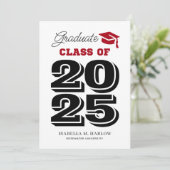 Graduate Red Black University Uni-Abschluß Ankündigung (Stehend Vorderseite)