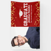 Graduate Red Gold Graduation Party Foto Banner (Vertikal)