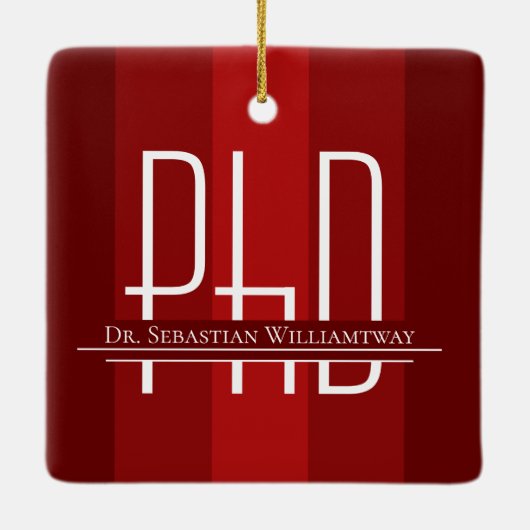 Graduate Red PhD Abschluss Keramik Ornament (Rückseite)