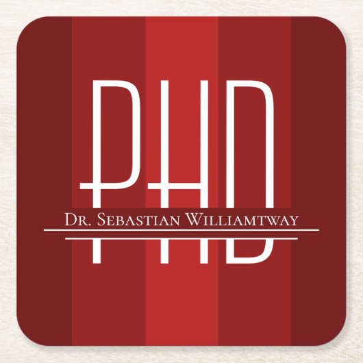 Graduate Red PhD Abschluss Rechteckiger Pappuntersetzer (Vorderseite)