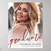 Graduate Red Photo Graduation Party Sign Poster (Vorne)