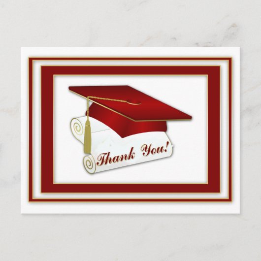 Graduate Red Vielen Dank Postcard Postkarte (Vorderseite)