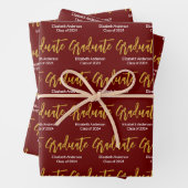 Graduate Red White Gold Grad Class 2024 Geschenkpapier Set (Beispiel)