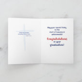 Graduate Religious Cross Blue Watercolor Karte (Innenseite)