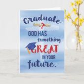 Graduate Religious Cross Blue Watercolor Karte (Gelbe Blume)