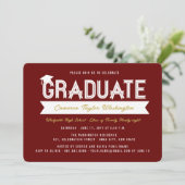 Graduate Ribbon Bold Typografy Modern Grad Party Einladung (Stehend Vorderseite)