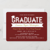 Graduate Ribbon Bold Typografy Modern Grad Party Einladung (Vorderseite)