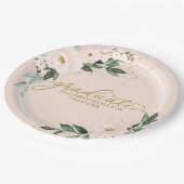 Graduate Rosa Blush Bloral Graduation Party Pappteller (Schrägansicht)