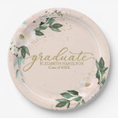 Graduate Rosa Blush Bloral Graduation Party Pappteller (Vorderseite)