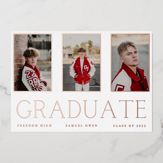 GRADUATE Rose Gold Foil Rahmen Ankündigung (Vorderseite)