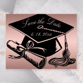 Graduate Rose Gold Grad Cap Diplom Save the Date Ankündigungspostkarte