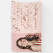 Graduate Rose Gold Pink Foto Abschluss Banner (Vertikal)