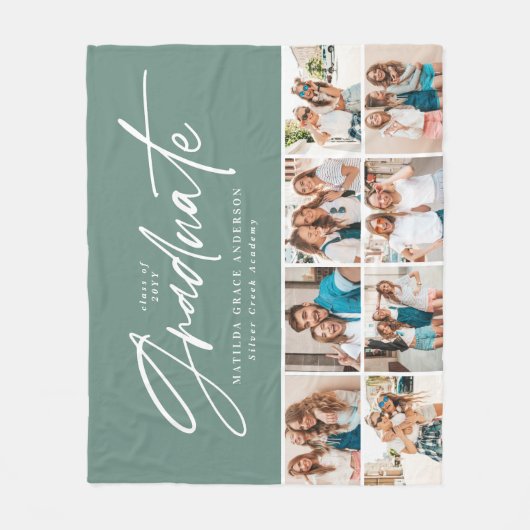 Graduate Salin Green Multi Foto elegant modern Fleecedecke (Vorderseite)