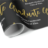 Graduate Schwarz-weiß Gold Grad Abschluss Geschenkpapier (Rolleneckpunkt)