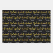 Graduate Schwarz-weiß Gold Grad Name Class of 2024 Geschenkpapier Set (Vorderseite 2)