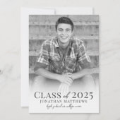 Graduate Schwarz-weiß Male Foto Abschluss Ankündigung (Vorderseite)