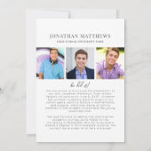 Graduate Schwarz-weiß Male Foto Abschluss Ankündigung (Rückseite)