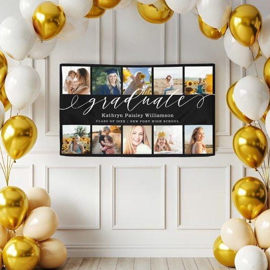 Graduate Script 10 Foto Collage Black Abschluss Banner