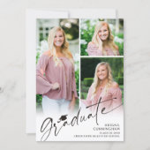 Graduate Script 4 Photos Graduation Ankündigung (Vorderseite)