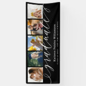 Graduate Script 5 Foto Collage Black Abschluss Banner (Vertikal)