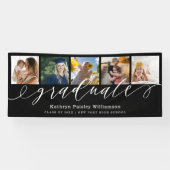 Graduate Script 5 Foto Collage Black Abschluss Banner (Horizontal)