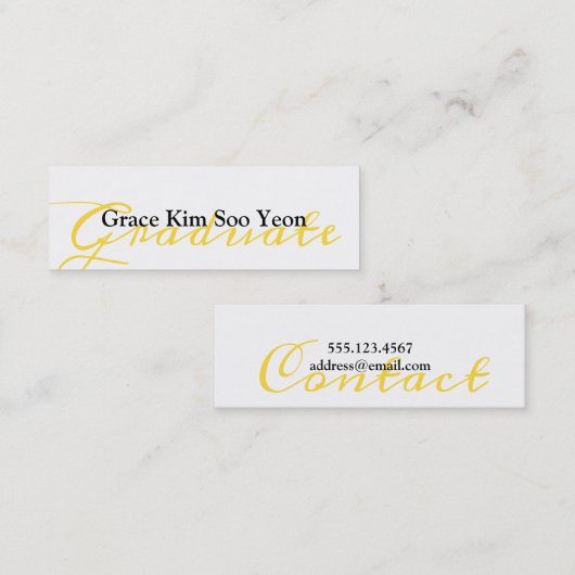 Graduate Script Abschluss Announcement Name Card Telefonnummerkarte (Vorne/Hinten)