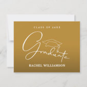 Graduate Script auf Gold Vielen Dank Mitteilungskarte (Vorderseite)