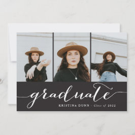 Graduate Script Black Foto Collage | Abschluss Einladung