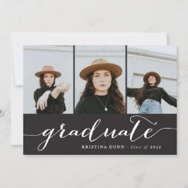 Graduate Script Black Foto Collage | Abschluss Einladung