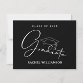 Graduate Script Black Vielen Dank Mitteilungskarte (Vorderseite)