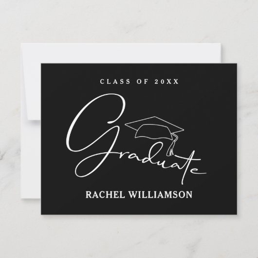 Graduate Script Black Vielen Dank Mitteilungskarte (Vorderseite)