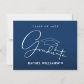 Graduate Script Blue Vielen Dank Mitteilungskarte (Vorderseite)