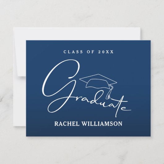 Graduate Script Blue Vielen Dank Mitteilungskarte (Vorderseite)
