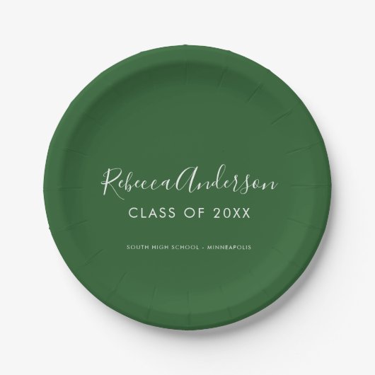 Graduate Script Dark Green Class of 2023 Pappteller (Vorderseite)