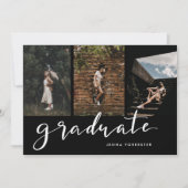 Graduate Script | Drei Fotos Graduierungspartei Einladung (Vorderseite)