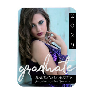 Graduate Script   Einfaches Brush-Foto Magnet