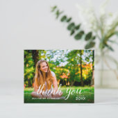 Graduate Script Foto Abschluss Vielen Dank Postkarte (Stehend Vorderseite)