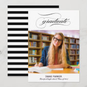 Graduate Script Foto Graduate Announcement Card Ankündigung (Vorne/Hinten)