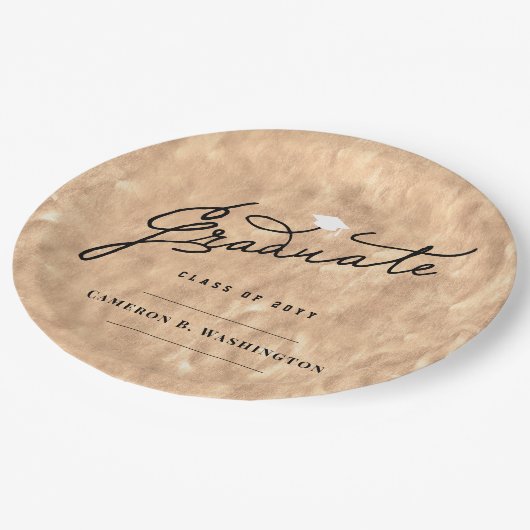 Graduate Script für Kupferfolien Stilvoller Abschl Pappteller (Schrägansicht)