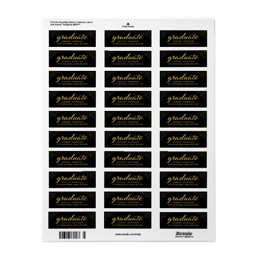 Graduate Script Gold Dots Abschluss-Adresse (Vorne)