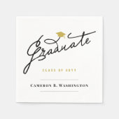 Graduate Script Grad Cap Simple Graduation Party Serviette (Vorderseite)