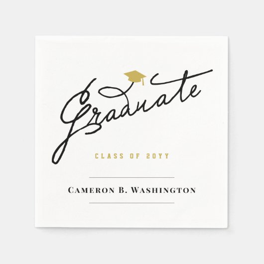 Graduate Script Grad Cap Simple Graduation Party Serviette (Vorderseite)