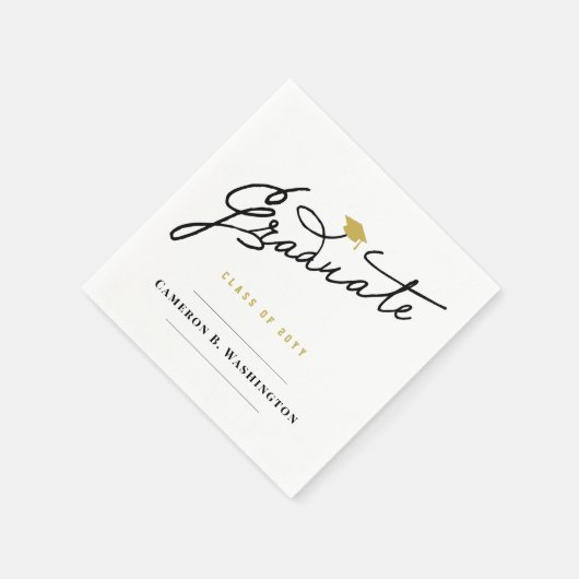 Graduate Script Grad Cap Simple Graduation Party Serviette (Ecke)