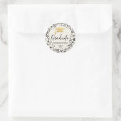 Graduate Script | Grad Hat Gold Floral Wreath Runder Aufkleber (Tasche)