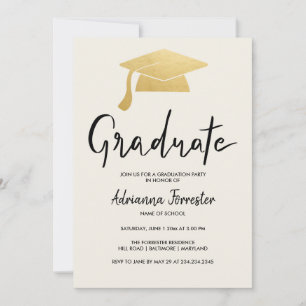 Graduate Script Imitats Gold Foil Grad Hat Einladung