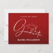 Graduate Script Kardinal Red Vielen Dank Mitteilungskarte (Vorderseite)